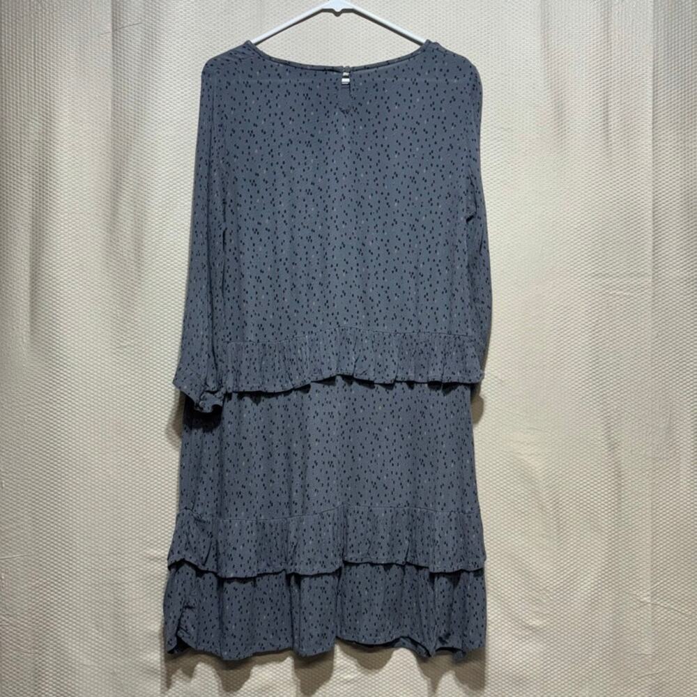 Fat Face Women's Tiered Dress UK 14 US 10 Gray Polka Dot Midi Long Sleeve - Picture 9 of 9